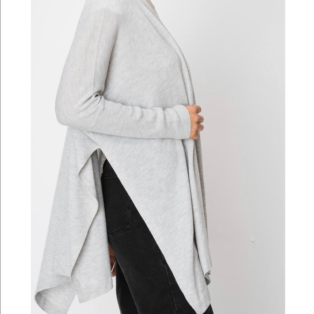 Double Zero Charcoal Grey Open Front Cardigan Sid… - image 8